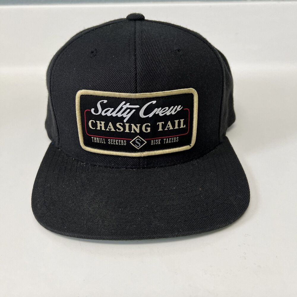 Salty Crew Chasing Tail Thrill Seekers Risk Takers Hat Black Snapback Yupoong